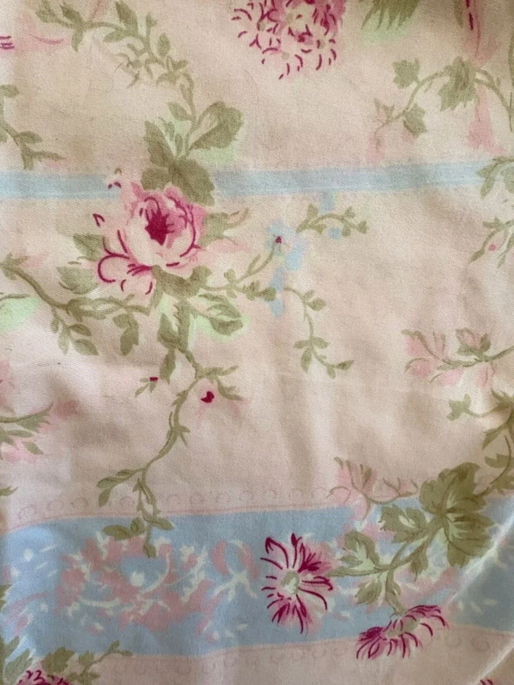 Cottage Core Sheet Set Cabbage Rose Stripe Delicate Pale Pink 3 Piece Twin Size